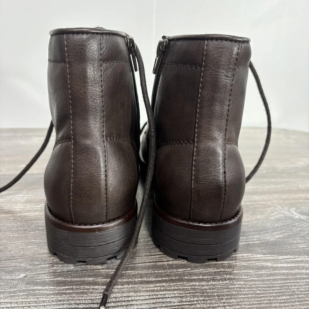 Frye And Co Norman Boots Mens Size 9 Brown Combat Lace Up Ankle Lug Sole Zip